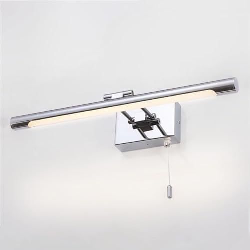 ZXQUEGF Barre Lumineuse chromée LED, Lampe Salle Bains linéaire, lumières Avant réglables, Applique Murale vanité avec Interrupteur à chaîne, Lampes d'armoire Miroir, éclairage d'image de