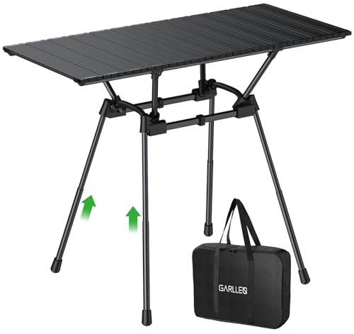 GARLLEN Folding Camping Table with Roll-up Tabletop Max Capacity 176lbs