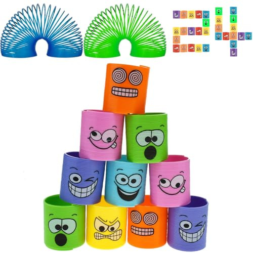 KUMSODE 24 Piezas Juguetes de Primavera,Muelles Juguetes Niños,Juguete Mágico Elástico,Mágico Colorido Muelles,Arcoiris Espiral Primavera para Cumpleaños Regalos Fiestas, Rellenar Bolsas Fiesta