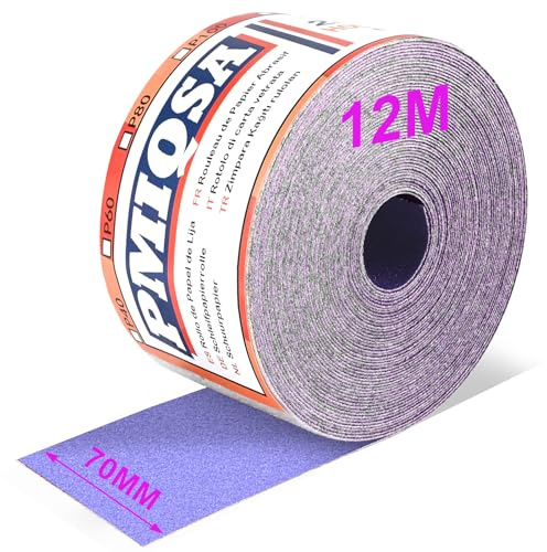 PMIQSA Sandpaper Roll 80 Grit, 70mm x 12m Purple Ceramic Sandpaper