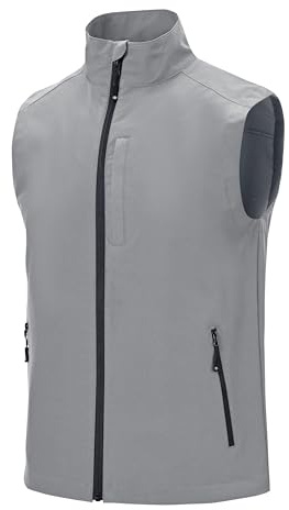MoFiz Homme Gilet Softshell Léger Coupe-vent Déperlant pour Randonnée Golf Cyclisme Course avec Poches Zippées