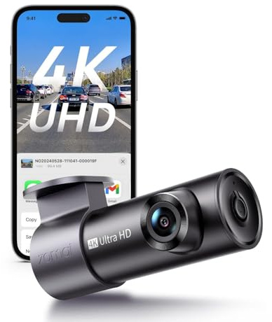70mai Dash Cam Auto M310 Plus 4K, 2160P Mini Dashcam, 4K Telecamera Auto per Monitor di Parcheggio, Visione Notturna, WDR, Time-Lapse, Grandangolo, Sensore G, Registrazione In Loop, Controllo App