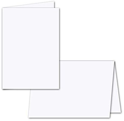 Lot de 100 feuilles de papier cartonné pliables pour cartes doubles format A5 Blanc 297 x 210 mm (210 x 148 mm plié) pour impression avec encre et laser Papier mat de qualité supérieure