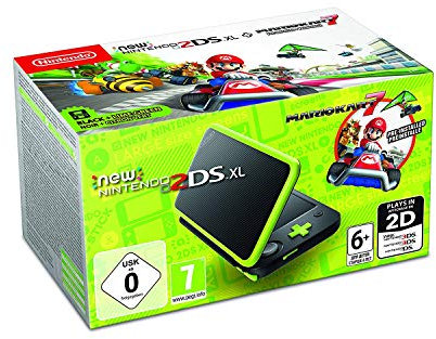 Mario New Nintendo 2DS XL Black & Lime Green with Mario Kart 7