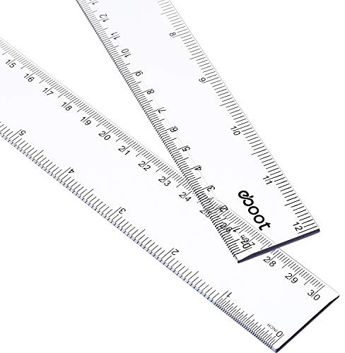 EBOOT 2 Pack Plastic Ruler Straight Ruler Plastic Measuring Tool for Student School Office (12 Inch)