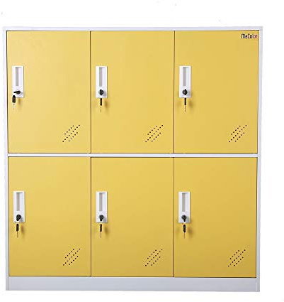 MECOLOR 4.6.9 Portes Armoire de Bureau en métal employés utilisant de Petits casiers Chambre Cube casier, Salon et casier Scolaire, casier à la Maison Armoire de Rangement pour Enfants (Yellow,6D)