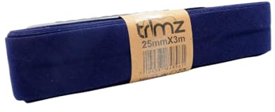 Trimz Polycotton Bias Binding Tape – Navy Blue, 25mm x 3m | Double Fold Sewing Tape for Hems, Quilting & Dressmaking