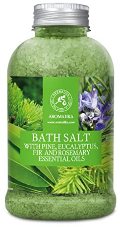 Badesalz 600g mit Kiefer, Eukalyptus, Tanne & Rosmarin Ätherische Öle - Meersalzbad - Körperpflege - Guter Schlaf - Schönheit - Baden - Wellness - Entspannung - Aromatherapie - SPA