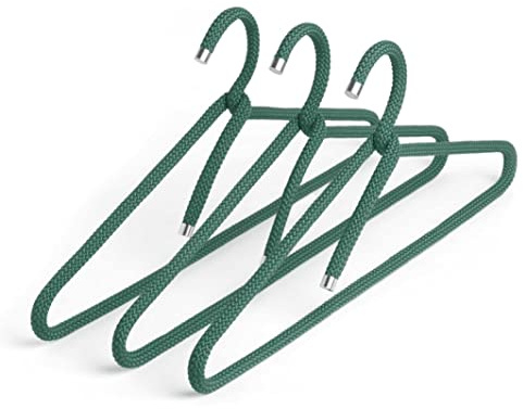 Peppermint Products - Set di 3 grucce in corda per abbigliamento | Antiscivolo, design di Roman Luyken | Perfetto per giacche, camicie, pantaloni | Appendiabiti per armadio e guardaroba (verde bosco)
