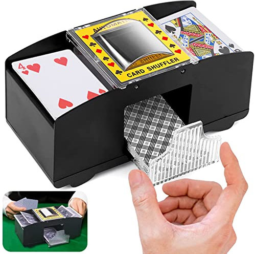 ZAKVOP Kartenmischmaschine Elektrische für 1-2 Decks, Automatischer Kartenmischer für UNO, Poker, Skyjo, Skip BO Kartenspiel, Schneller Kartenmischgerät Card Shuffler