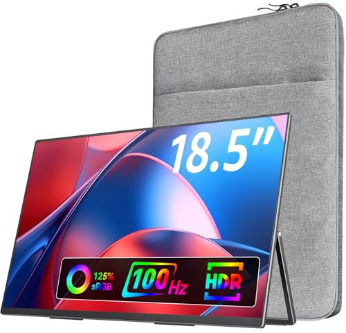VisionOwl Portable Monitor for Laptop, IPS USB-C HDMI Travel Second Monitor for MacBook Pro Air, PC, PS5, Xbox, Portable Second Screen, Built-in Kickstand, Speakers, VESA Mountable, 18.5 Inch