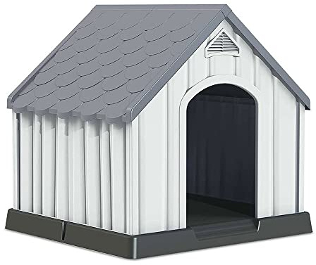 THINIA HOME Caseta de Resina para Perros Grandes y Medianos 92x87x91cm | Plástico 100% Reciclable | Exterior e Interior
