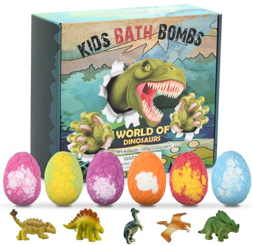Volumoon Bombe da Bagno per Bambini con Sorpresa Dinosauro All'interno, Dino Egg Bombe da Bagno, Bombe Doccia Aromaterapia Bombe da Bagno Set Regalo, Bombe da Doccia Regalo per Ragazze Ragazzi