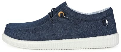 WALK IN PITAS WP150 WALLABI Linen | Men's Loafers | Casual Boat Shoes | Summer Sneakers | Casual and Comfortable Men's Shoes | PITAS Men's Shoes, navy, 10 UK