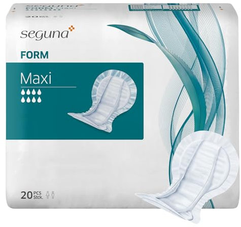 SEGUNA Form Maxi, Inkontinenzvorlagen für Frauen und Männer, Anatomische Vorlagen bei sehr schwerer Inkontinenz, Stuhlinkontinenz (Beutel (20 Stück))