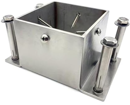 Tighkue Stainless Steel Post Base Inner Size 2x2 3x3 4x4 5x5 6x6 7x7 8x8 Inch, Deck Post Base for Pavilion Deck Railing Support Deck Base Plate, Support Bolt Down(Size:40x40 mm (1.6x1.6 in))