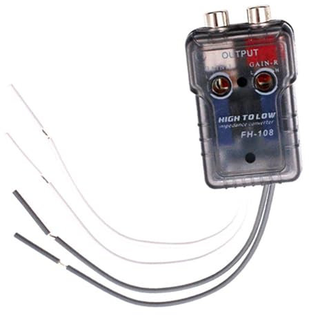 Sirseon Convertitore audio per auto da alto a basso - Convertitore Hi-Low per segnale audio stereo per auto - Convertitore di impedenza di uscita per convertitore Hilow audio per auto