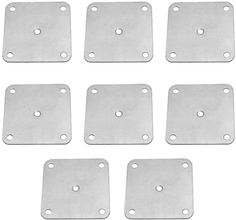 Confezione da 8 piastre di montaggio piatte, 80 x 80 mm, staffe di fissaggio per ripiani di mobili resistenti, supporto dritto di rinforzo per divani, poltrone, sedili di sedie (9 fori)
