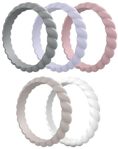 Egnaro Women's Silicone Anniversary Wedding Ring 2.5mm Wide 1.8mm Thick