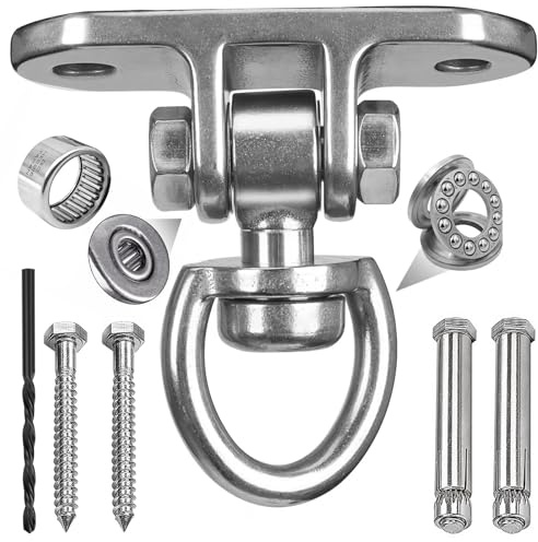 WWFFEN Crochet de Plafond Rotatif à 360° avec roulement Souple - Support en Acier Inoxydable - Hamac Suspendu - Charge maximale : 680 kg - pour Sacs de Yoga, Sacs de Sable, balançoire, Fixation pour