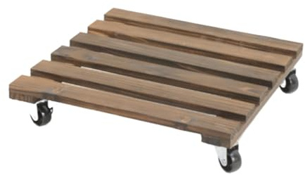 Soporte de madera para plantas con ruedas bloqueables, carrito para macetas de interior/Ou, soporte rodante para plantas, 25 x 25 cm, exhibición versátil de flores para el hogar y el jardín