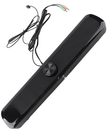 EIMSOAH Altoparlante da Tavolo Multimediale a Strisce con Doppio Altoparlante per PC, Telefono Cellulare, Alti Morbidi e Bassi Pesanti per Casa e Ufficio, USB/DC 5 V (Nera)