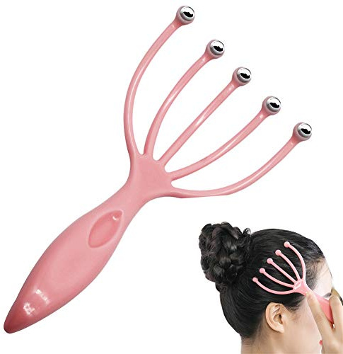 Angzhili Head Massager,Protable Hand Held SPA Scalp Massager for Stress Relax,Gentle Massage Comb Massager,Comfortable Handheld Claw Scalp Massager (Pink)