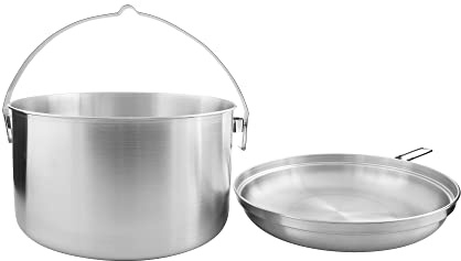 Tatonka Camping-Kochset Kettle 6,0 L - Topf und Pfanne aus Edelstahl - 6 Liter Volumen - Mit Henkel zum Aufhängen - Ø 28,5 x 16 cm