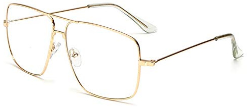 Dollger Lunettes classiques en métal à la mode avec monture à verres transparents pour femmes et hommes, doré, 135mm x 150mm x 50mm