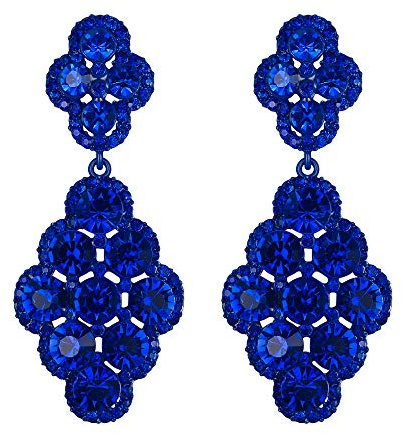EVER FAITH Pendientes para mujer Boda nupcial Rombo Diamante de imitación Cristal Hueco Araña Pendientes colgantes