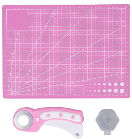 Cutter Rotatif Set Couture Quilting Kit Cutter Rotatif 45 Mm et Tapis avec 5 Lames de Rechange pour Couture Débutant Tissu en Cuir