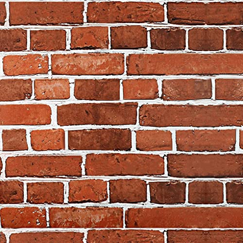 Arthome 44cmx2m Rouge Brique Auto Adhesif Papier Peint, Peel and Stick Contact Papier, Vinyle Film PVC imperméable pour le revêtement mural des dosserets cuisine et cheminée