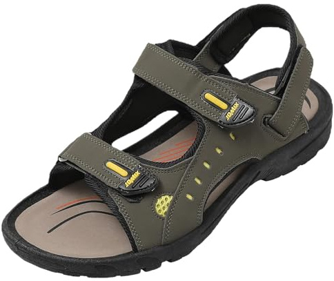 JOMIX Sandali Uomo Estivi Sportivi Aperti Trekking Mare Spiaggia in Eco-Pelle Cuoio Gomma SU8047 (Verde, 44)