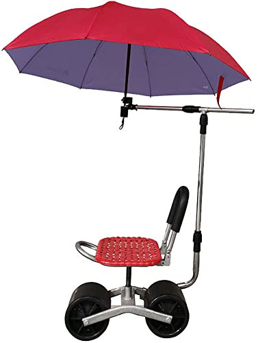 BASII Gartenwagen, Garten-Rollhocker mit Schirmständer, höhenverstellbar, um 360° drehbarer Gartensitz für Gärten, Rasenflächen, Bauernhöfe, Garagen, Schuppen Seat+UmbrellaStand