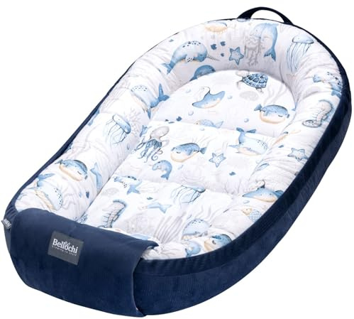 Bellochi Nido per neonati | Lettino per neonati | 100% cotone | 90 x 60 x 12 cm - con bordi protettivi | 0-9 m | Verne