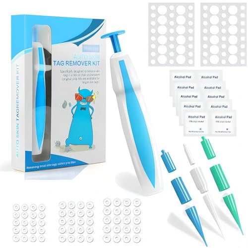 Auto-Micro Warzenentferner, Skin Tag Entferner, Kit zum Entfernen von Hautmarken, Skin Tag Remover Tool, Fibrom Entfernen, Stielwarzen Entfernen Schnell Kit mit 60 Skin Tag Bands (1mm-8mm)