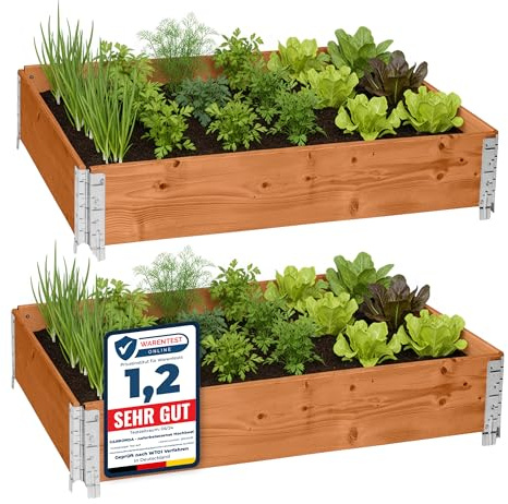 Garronda Orto Rialzato da Esterno per Giardino, Cassoni Orto, Aiuola Rialzata con Telaio in Legno 120x80 cm, Grandi Fioriere per Piante, Fiori, Erbe, Frutta e Verdura GD-0075 (Marrone, 2 pz)