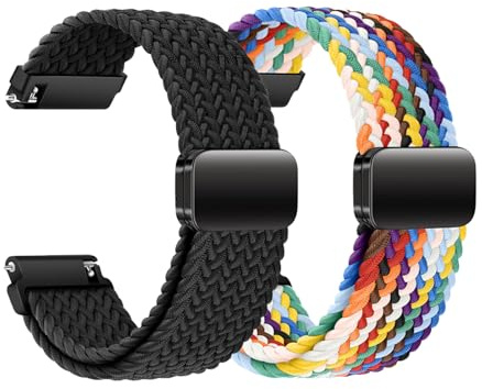 KUBFDL klockarmband i nylon 20 mm 22 mm elastiskt armband med magnetisk stängning för kvinnor män snabbkoppling smartklockor ersättningsarmband justerbart ventilerande sportklockarmband