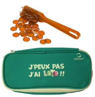 cavernedesjouets Kit Loto Complet 3 en 1 : 100 pions magnetiques + Baton ramasse jetons + Trousse Rangement - Set Accessoires Jeu Bingo et Carte