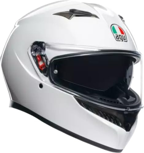 AGV - K3 E2206 MPLK, Casco Moto Integrale ECE con Spoiler e Visiera Antigraffio Anti UV, con Predisposizione Interfono, Mono White, Unisex, L