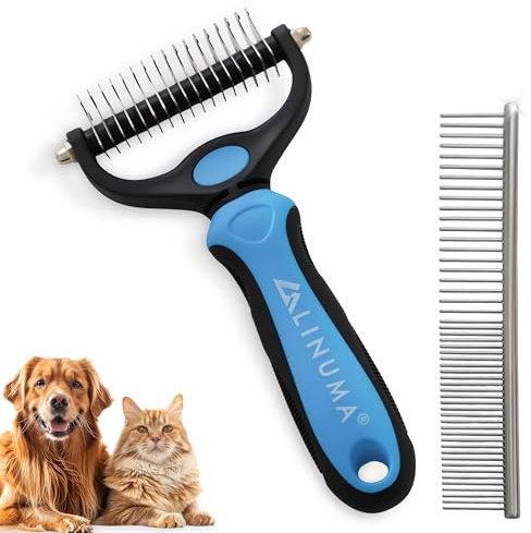 LINUMA® Unterfellbürste für Hunde & Katzen – Unterwollbürste zur Fellpflege, entfernt lose Unterwolle & Verfilzungen, ideal für Kurz- & Langhaar, effektive Entfilzungsbürste mit ergonomischem Griff