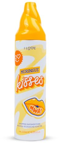 I Love Cosmetics Breakfast Club, schiuma da doccia montata Meringue Kisses da 250 ml e spugna per il corpo a forma di cuore, schiuma soffice, morbida e set regalo per bagnoschiuma per donne e ragazze