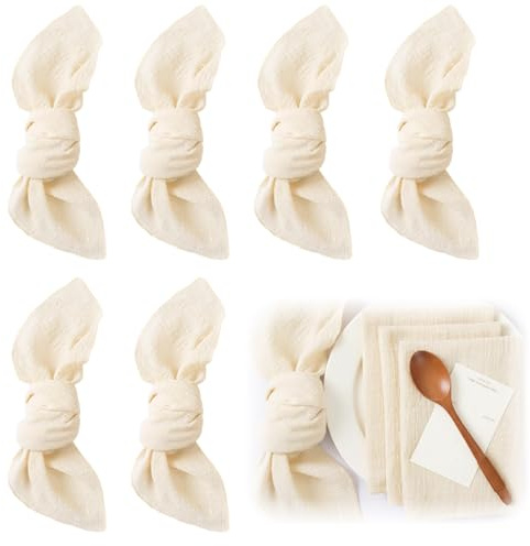 Stoffservietten Beige, 6 Stück Baumwollservietten 42x42 cm, Servietten Stoff, Stoffservietten Baumwolle, Elegante Tischdekoration Für Jeden Anlass