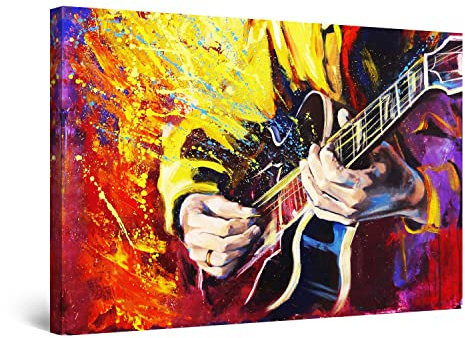 Startonight Quadro su Tela Colore e Musica per Chitarra - Quadri Moderni Astratti - Stampe Camere da Letto Stampe Incorniciate 60x90 cm, Decorazione Parete, Idea Regalo Elegante Luminoso al Buio