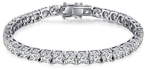 Jiahanzb Silberarmband Diamant-Tennisarmband für Frauen Sterling-Silber Armband Diamant armband Zirkonia-Armband für Frauen 4MM 6.5 Zoll