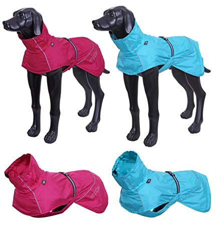 Hunderegenmantel WASSERDICHT kleine Hunde - große Hunde reflektierend + atmungsaktiv in 7 größen Regenmantel für Hunde (65, Türkis)