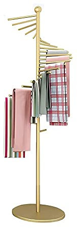 pujindu Garderobenständer, Metall-Schalständer Mit 28/30 Stäben, Bodenstehender Schal, Gürtel, Schmuckhalter, 150/170cm Höhe, Einfach Zu Montieren (Farbe : Gold, Größe : 42x150cm)