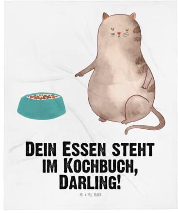 Mr. & Mrs. Panda Kuschelfleecedecke Katze Fressen - Geschenk, Sofadecke, Tagesdecke, Katzenmotiv, Katzenaccessoires, Katzenfan, Wohndecke, Wolldecke