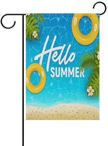 Drapeau de jardin d'été plage et feuilles de palmier bannière d'intérieur amusante bannière d'extérieur drapeau de maison de couleurs vives pour Noël défilés de maison 70 cm x 102 cm