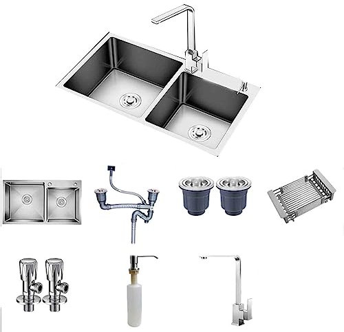 Fregadero cocina,fregadero de acero inoxidable,fregadero bajo encimera,fregadero sobre encimera,fregadero de servicios de acero inoxidable independiente,fregadero de acero inoxidable de 2 ( Size : 31*